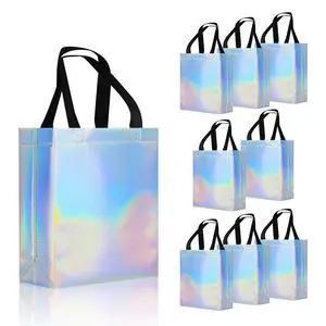 cabzymx 9 Pcs Glossy Small Iridescent Gift Bags in Bulk, 8x3.9x9.8 In Non-woven Reusable Party Bags with Sturdy Bases for Birthday, Weddings, Easter, Holiday, Party cabzymx 9 Pcs Glossy Small Iridescent Gift Bags in Bulk, 8x3.9x9.8 In Non-woven Reusable Party Bags with Sturdy Bases for Birthday, Weddings, Easter, Holiday, Party