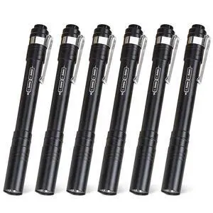 FASTPRO 6-Pack Pen Light, Aluminum LED Penlights, Black | AAA Batteries Pre-Installed, Pocket Pen Flashlight with Clip, For Inspections, Repairs, Camping and Emergencies FASTPRO 6-Pack Pen Light, Aluminum LED Penlights, Black | AAA Batteries Pre-Installed, Pocket Pen Flashlight with Clip, For Inspections, Repairs, Camping and Emergencies