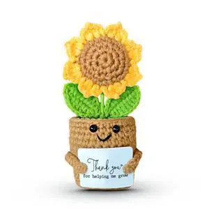 Mini Sunflower Teacher Appreciation Gifts, Thank You Gift for Teacher Boss Manager, Handmade Crochet Positive Plant with Card, Cute Small Desk Decor, End of School Year Christmas Graduation Present Mini Sunflower Teacher Appreciation Gifts, Thank You Gift for Teacher Boss Manager, Handmade Crochet Positive Plant with Card, Cute Small Desk Decor, End of School Year Christmas Graduation Present