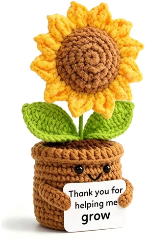 ilifemate Teacher Appreciation Gift, End of Year Teacher Gifts, Crochet Sunflower Teacher Gifts for Women Men - Thank You for Helping Me Grow, Love & Gratitude Decor for Classroom, Desk, Home ilifemate Teacher Appreciation Gift, End of Year Teacher Gifts, Crochet Sunflower Teacher Gifts for Women Men - Thank You for Helping Me Grow, Love & Gratitude Decor for Classroom, Desk, Home