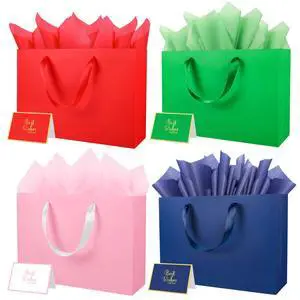 Epoesch 4 Pack Colorful Medium Gift Bags with Handles and 12 Tissue Papers | 12.6x8.7x4 Inches for Birthdays Party, Baby Showers, Weddings, Anniversaries, Halloween, Christmas & Holidays Epoesch 4 Pack Colorful Medium Gift Bags with Handles and 12 Tissue Papers | 12.6x8.7x4 Inches for Birthdays Party, Baby Showers, Weddings, Anniversaries, Halloween, Christmas & Holidays