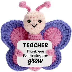 WEYON Teacher Appreciation Gift, Hand-Crocheted Pink & Purple Butterfly with Thank You for Helping Me Grow Card -Unique Christmas Teacher Birthday, Graduation, Retirement Gift from Student WEYON Teacher Appreciation Gift, Hand-Crocheted Pink & Purple Butterfly with Thank You for Helping Me Grow Card -Unique Christmas Teacher Birthday, Graduation, Retirement Gift from Student