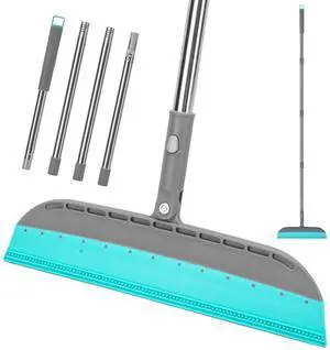 Multifunction Rubber Air Broom, Silicone Floor Squeegee Broom with 59" Long Handle, Scraping Broom for Floor Bathroom Kitchen Shower Tile Pet Hair Fur Marble Glass Water Window Foam Cleaning, Blue Multifunction Rubber Air Broom, Silicone Floor Squeegee Broom with 59" Long Handle, Scraping Broom for Floor Bathroom Kitchen Shower Tile Pet Hair Fur Marble Glass Water Window Foam Cleaning, Blue