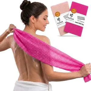 Yiclick 2PCS Exfoliating Washcloth Towel, Loofah Sponge Wash Cloth, Body Scrubber Exfoliator, Korean Japanese African Net Sponge Style, Back Scrubber for Shower & Bath (Pink+Rose Red) Yiclick 2PCS Exfoliating Washcloth Towel, Loofah Sponge Wash Cloth, Body Scrubber Exfoliator, Korean Japanese African Net Sponge Style, Back Scrubber for Shower & Bath (Pink+Rose Red)