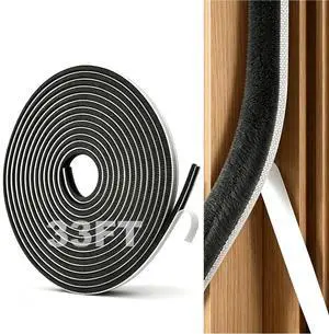 Strong Self-Adhesive Brush Weather Stripping Door Seal Strip | 0.35" Wide x 0.2" Thick x 33 ft, Draft Stopper, Soundproof & Insulation for Exterior Front Doors & Sliding Windows, Gray Strong Self-Adhesive Brush Weather Stripping Door Seal Strip | 0.35" Wide x 0.2" Thick x 33 ft, Draft Stopper, Soundproof & Insulation for Exterior Front Doors & Sliding Windows, Gray