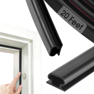 Weather Stripping Door Seal Strip, D-Shaped Self-Adhesive, Soundproof Blocks Cold Drafts & Dust, Black TPE 20Ft (3/8" W × 1/4" T) for Door Frames & Windows Weather Stripping Door Seal Strip, D-Shaped Self-Adhesive, Soundproof Blocks Cold Drafts & Dust, Black TPE 20Ft (3/8" W × 1/4" T) for Door Frames & Windows