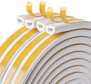 CloudBuyer Door Weather Stripping, Soundproof Insulation Seal Strip for Windows with Self-Adhesive Protection (White, 33Ft) CloudBuyer Door Weather Stripping, Soundproof Insulation Seal Strip for Windows with Self-Adhesive Protection (White, 33Ft)