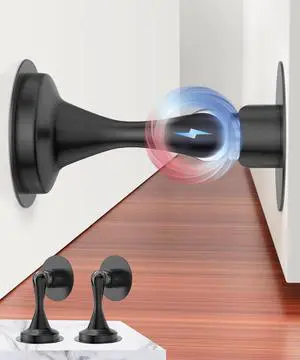 Door Stoppers 2Pack Magnetic Door Stops Catch for Bottom of Door, Wall and Floor Protector for Security, No Drilling Home Door Holder to Keep Doors Open (Black) Door Stoppers 2Pack Magnetic Door Stops Catch for Bottom of Door, Wall and Floor Protector for Security, No Drilling Home Door Holder to Keep Doors Open (Black)