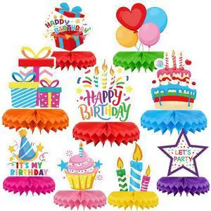9 Pieces Birthday Table Decorations, Happy Birthday Decorations & Table Centerpieces for Kids Party Supplies, Colorful Honeycomb Table Toppers for Birthday Party 9 Pieces Birthday Table Decorations, Happy Birthday Decorations & Table Centerpieces for Kids Party Supplies, Colorful Honeycomb Table Toppers for Birthday Party