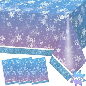 OTTPOOM 3 Pieces Frozen Plastic Tablecloth Frozen Birthday Party Decorations Winter Snowflake Table Cover for Christmas Winter Wonderland Decorations Supplies, 54 X 108 Inch OTTPOOM 3 Pieces Frozen Plastic Tablecloth Frozen Birthday Party Decorations Winter Snowflake Table Cover for Christmas Winter Wonderland Decorations Supplies, 54 X 108 Inch