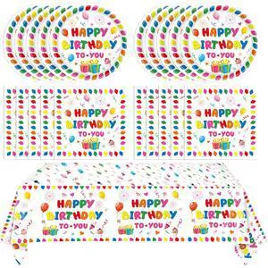 41Pcs Happy Birthday Plates and Napkins Set Colorful Theme Tableware Include Paper Plates Napkins TableclothBoys Girls Birthday Party Baby Shower Rainbow Multicolor Balloons Decor Supplies,Serves 20 41Pcs Happy Birthday Plates and Napkins Set Colorful Theme Tableware Include Paper Plates Napkins TableclothBoys Girls Birthday Party Baby Shower Rainbow Multicolor Balloons Decor Supplies,Serves 20