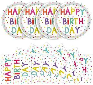40 Pcs Birthday Plates and Napkins Set, Large 9 Inch Party Plates | 20 Plates and 20 Napkins for Birthday Dinner, Pizza, Burgers, Cake, Colorful Parties and Family Celebrations 40 Pcs Birthday Plates and Napkins Set, Large 9 Inch Party Plates | 20 Plates and 20 Napkins for Birthday Dinner, Pizza, Burgers, Cake, Colorful Parties and Family Celebrations