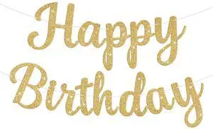 Glitter Happy Birthday Banner Sign Birthday Garland Wall Door Banners Flag for Women Men Boys Girls Party Backdrop Decorations Gold Glitter Happy Birthday Banner Sign Birthday Garland Wall Door Banners Flag for Women Men Boys Girls Party Backdrop Decorations Gold