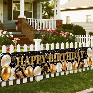 Black Gold Glitter Happy Birthday Banner, 70.8x13 Inch | Elegant Balloon & Star Sparkle Design, Reusable Fabric Sign with Grommets, Premium Party Decor, For Wall Door Indoor Outdoor Black Gold Glitter Happy Birthday Banner, 70.8x13 Inch | Elegant Balloon & Star Sparkle Design, Reusable Fabric Sign with Grommets, Premium Party Decor, For Wall Door Indoor Outdoor
