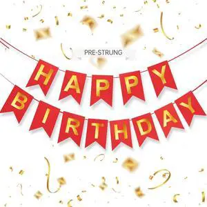 Red Happy Birthday Banner - 16 ft Pre-Strung Gold & Red Birthday Party Decorations Sign for Girls, Boys, Kids, Women - No DIY Hanging Backdrop for Indoor & Outdoor Celebrations Red Happy Birthday Banner - 16 ft Pre-Strung Gold & Red Birthday Party Decorations Sign for Girls, Boys, Kids, Women - No DIY Hanging Backdrop for Indoor & Outdoor Celebrations