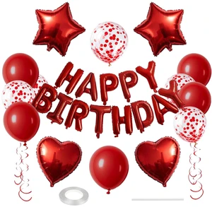 27 Pcs Red Birthday Decorations, 3D Foil Red Happy Birthday Balloon Banner, Pentagram Heart Foil Balloons Confetti Balloons Kit For Boys Girls Birthday Party Supplies 27 Pcs Red Birthday Decorations, 3D Foil Red Happy Birthday Balloon Banner, Pentagram Heart Foil Balloons Confetti Balloons Kit For Boys Girls Birthday Party Supplies