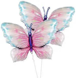 2 Pcs Pink Blue Butterfly Balloons Giant Butterfly Foil Mylar Balloon Butterfly Themed Party Girl Party Wedding Birthday Party Decoration Supplies 2 Pcs Pink Blue Butterfly Balloons Giant Butterfly Foil Mylar Balloon Butterfly Themed Party Girl Party Wedding Birthday Party Decoration Supplies