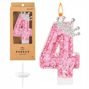 Birthday Number Candles,Pink Crown Birthday Candles for Cake,Glitter Number 4 Candle Cake Topper with Sequins for Girls,Women, Anniversary Celebrations Supplies Birthday Number Candles,Pink Crown Birthday Candles for Cake,Glitter Number 4 Candle Cake Topper with Sequins for Girls,Women, Anniversary Celebrations Supplies
