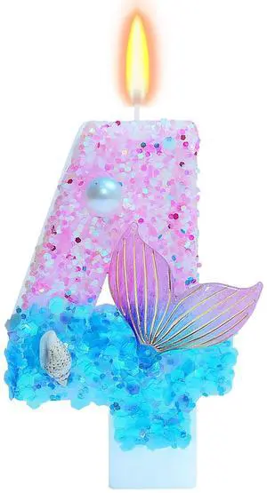 Mermaid Themed Birthday Candles, Number 4 Girls Glitter Birthday Party Supplies,Anniversary Party Decor,2.87 inch Cake Topper Decorations (Mermaid Themed, Number 4) Mermaid Themed Birthday Candles, Number 4 Girls Glitter Birthday Party Supplies,Anniversary Party Decor,2.87 inch Cake Topper Decorations (Mermaid Themed, Number 4)