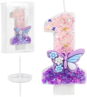 Birthday Number Candles Pink and Purple Butterfly Birthday Candles for Cake Glitter Number 1 Candle Cake Topper with Sequins for Girls and Women Anniversary Celebrations Supplies Birthday Number Candles Pink and Purple Butterfly Birthday Candles for Cake Glitter Number 1 Candle Cake Topper with Sequins for Girls and Women Anniversary Celebrations Supplies