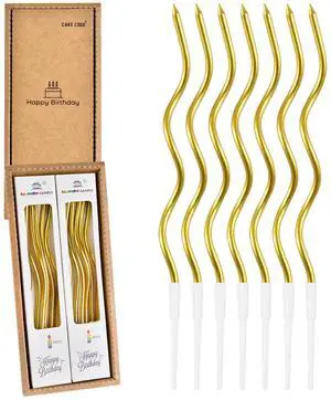 12-Count Gold Spiral Long Thin Metallic Birthday Candles, Cake Candles, Birthday Parties, Wedding Decorations, Party Candles. 12-Count Gold Spiral Long Thin Metallic Birthday Candles, Cake Candles, Birthday Parties, Wedding Decorations, Party Candles.