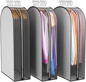 10" Gusseted Garment Bags for Hanging Clothes, 40", 3 Pack | Side Clear with Durable Metal Zipper, Breathable Suit Bags for Open Closet Storage, Clothes Cover for Coat Dress Shirt Fur 10" Gusseted Garment Bags for Hanging Clothes, 40", 3 Pack | Side Clear with Durable Metal Zipper, Breathable Suit Bags for Open Closet Storage, Clothes Cover for Coat Dress Shirt Fur