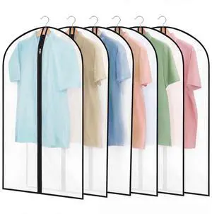 6 Pack Garment Bags, 24 x 40 In Translucent Peva Clothes Covers | Waterproof Peva, Dustproof And Reusable, Hanger Opening, For Suits, Shirts, Jackets, Coats, Home Or Travel 6 Pack Garment Bags, 24 x 40 In Translucent Peva Clothes Covers | Waterproof Peva, Dustproof And Reusable, Hanger Opening, For Suits, Shirts, Jackets, Coats, Home Or Travel