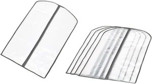 Zippered PEVA Garment Bag, Dust Cover for Clothing Protection, Translucent White, 5-Pack Zippered PEVA Garment Bag, Dust Cover for Clothing Protection, Translucent White, 5-Pack