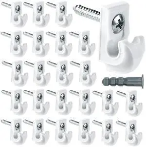 24 Pack Wire Shelf Clips, White Down Wall Clips for Closet Shelves | White Wall Mounted Wire Shelf Brackets Loop Clips with Screws & Expansion Tubes, Fits Wire Closet Shelving 24 Pack Wire Shelf Clips, White Down Wall Clips for Closet Shelves | White Wall Mounted Wire Shelf Brackets Loop Clips with Screws & Expansion Tubes, Fits Wire Closet Shelving