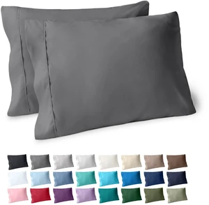 Pillowcases Open End (Standard Set of 2, Grey) | 1800 Ultra-Soft, Double Brushed, Cooling, Breathable, All-Season, Easy Care Pillowcases Open End (Standard Set of 2, Grey) | 1800 Ultra-Soft, Double Brushed, Cooling, Breathable, All-Season, Easy Care
