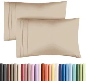Queen Pillow Cases Set of 2 - Ultra Soft Cozy Pillowcase Covers - Cream | Hotel Quality, Comfortable Bedding for Women, Men, Kids & Teens, Machine Washable Pillow Protectors, 2 Piece Set, Queen Size Queen Pillow Cases Set of 2 - Ultra Soft Cozy Pillowcase Covers - Cream | Hotel Quality, Comfortable Bedding for Women, Men, Kids & Teens, Machine Washable Pillow Protectors, 2 Piece Set, Queen Size