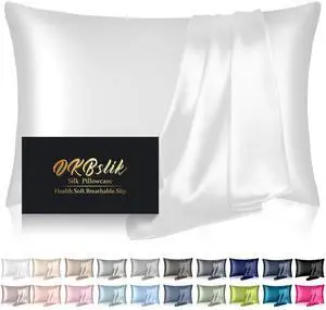 Silk Pillowcase for Hair and Skin, Mulberry Silk Pillow Cases Standard Size, Anti Acne Cooling Sleep Both Sides Natural Silk Satin Pillow Case Covers with Hidden Zipper, Gifts for Women Men, White Silk Pillowcase for Hair and Skin, Mulberry Silk Pillow Cases Standard Size, Anti Acne Cooling Sleep Both Sides Natural Silk Satin Pillow Case Covers with Hidden Zipper, Gifts for Women Men, White