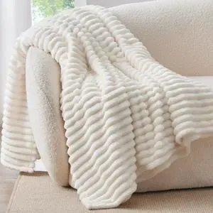 Ribbed Fleece Throw Blanket for Couch, Cream, 50"x60" | Ultra-Soft Plush Fleece, Cozy, Warm Yet Lightweight, Ribbed Texture, Home Decor, Machine Washable, Giftable, All-Season Use Ribbed Fleece Throw Blanket for Couch, Cream, 50"x60" | Ultra-Soft Plush Fleece, Cozy, Warm Yet Lightweight, Ribbed Texture, Home Decor, Machine Washable, Giftable, All-Season Use