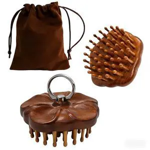 Wooden Scalp Massager for Hair Growth, Bamboo Head Brush with 54 Thin Teeth to Stimulate Circulation, Hair Massage Natural Gua Sha Matte Brush Tool for Face & Body, Flower Design with Ring (1 Pack) Wooden Scalp Massager for Hair Growth, Bamboo Head Brush with 54 Thin Teeth to Stimulate Circulation, Hair Massage Natural Gua Sha Matte Brush Tool for Face & Body, Flower Design with Ring (1 Pack)