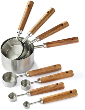 Stainless Steel Metal Measuring Cups and Spoons Set, 8 Pack Stainless Steel Metal Measuring Cups and Spoons Set, 8 Pack