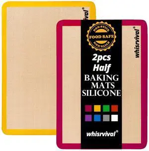Silicone Baking Mat, 2 colors Half Sheet(16.5"x11.6") Non-Stick Baking Mat, Food Safe Silicone Mats for Baking Cookies, Macarons, Vegetables, 480 Heat Resistant (Deep Raspberry & Amber) | Baking Mat Silicone Baking Mat, 2 colors Half Sheet(16.5"x11.6") Non-Stick Baking Mat, Food Safe Silicone Mats for Baking Cookies, Macarons, Vegetables, 480 Heat Resistant (Deep Raspberry & Amber) | Baking Mat