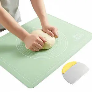 Silicone Baking Mat, Extra Thick Dough Rolling Mat, 28x20inch | with Measurements and Edge Heightening, Non-stick Food Grade Pastry Mat for Bread, Cookies, Pizza, Fondant Silicone Baking Mat, Extra Thick Dough Rolling Mat, 28x20inch | with Measurements and Edge Heightening, Non-stick Food Grade Pastry Mat for Bread, Cookies, Pizza, Fondant