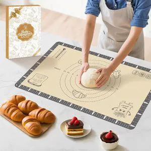 Silicone Baking Mat with Cookie Recipes, Extra Thick Silicone Mat for Baking Macaron, Bread, Pizza, Non Stick Pastry Mat for Dough Rolling Out, Heat Resistant to 480°F for Baker Silicone Baking Mat with Cookie Recipes, Extra Thick Silicone Mat for Baking Macaron, Bread, Pizza, Non Stick Pastry Mat for Dough Rolling Out, Heat Resistant to 480°F for Baker