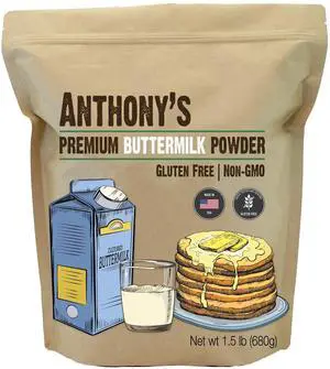 Anthony's Buttermilk Powder, 1.5 lb, Gluten Free, Non GMO, Hormone Free, Keto Friendly, Product of the USA Anthony's Buttermilk Powder, 1.5 lb, Gluten Free, Non GMO, Hormone Free, Keto Friendly, Product of the USA