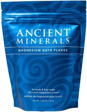 Ancient Minerals Magnesium Bath Flakes, Epsom Salt Alternative, 1.65lb | Pure Zechstein magnesium chloride flakes for soaking & whole-body replenishment. 1.65 lb resealable bag. Ancient Minerals Magnesium Bath Flakes, Epsom Salt Alternative, 1.65lb | Pure Zechstein magnesium chloride flakes for soaking & whole-body replenishment. 1.65 lb resealable bag.