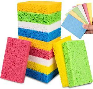 12 Pack Kitchen Sponges, Compressed Cellulose Non-Scratch for Dish Washing | Natural Wood Pulp, Reusable, 6 Colors, Super Absorbent, Quick-Dry, Odor-Free, Soft, Pop-Up, Bulk, Dishwasher Safe, 12 Pack Kitchen Sponges, Compressed Cellulose Non-Scratch for Dish Washing | Natural Wood Pulp, Reusable, 6 Colors, Super Absorbent, Quick-Dry, Odor-Free, Soft, Pop-Up, Bulk, Dishwasher Safe,