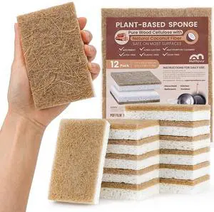 Metflavor Kitchen Sponges, 12 Count, Natural Sponge with Coconut Scrubber | Plant-Based, Non-Toxic, Biodegradable & Compostable, Non-Scratch, All-Purpose Cleaning Metflavor Kitchen Sponges, 12 Count, Natural Sponge with Coconut Scrubber | Plant-Based, Non-Toxic, Biodegradable & Compostable, Non-Scratch, All-Purpose Cleaning
