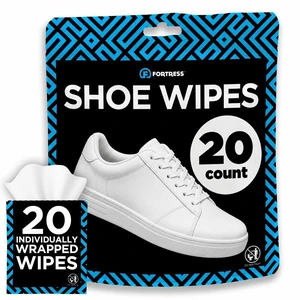 Fortress Shoe Wipes (20 ct) Sneaker Cleaner for White Shoes, Tennis Shoes | 20 Individually Wrapped Wipes, Textured, Smooth Sides for Maximum Cleaning Power, Cleans White Shoes and Tennis Shoes Fortress Shoe Wipes (20 ct) Sneaker Cleaner for White Shoes, Tennis Shoes | 20 Individually Wrapped Wipes, Textured, Smooth Sides for Maximum Cleaning Power, Cleans White Shoes and Tennis Shoes