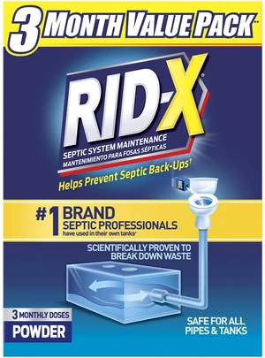 Septic Tank Treatment Powder, Septic Treatment, 3 Month Supply | Dual action enzymes and bacteria help break down waste and help prevent backups in septic tanks; 3 month supply. Septic Tank Treatment Powder, Septic Treatment, 3 Month Supply | Dual action enzymes and bacteria help break down waste and help prevent backups in septic tanks; 3 month supply.