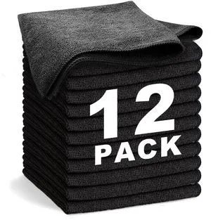 Black Microfiber Cleaning Cloth 13"x13", Ultra Soft Absorbent Microfiber Cleaning Rags for Housekeeping Cleaning Supplies, Lint Free Reusable Cleaning Cloths for House Washable, Pack of 12 Black Microfiber Cleaning Cloth 13"x13", Ultra Soft Absorbent Microfiber Cleaning Rags for Housekeeping Cleaning Supplies, Lint Free Reusable Cleaning Cloths for House Washable, Pack of 12