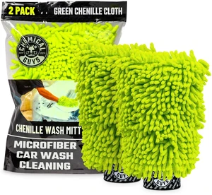 Chenille Microfiber Wash Mitt for Cars, Scratch-Free, 2 Pack | Ultra-soft lime green chenille holds thick suds and traps grit, gentle on paint, glass and chrome, machine washable Chenille Microfiber Wash Mitt for Cars, Scratch-Free, 2 Pack | Ultra-soft lime green chenille holds thick suds and traps grit, gentle on paint, glass and chrome, machine washable