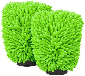 Car Wash Mitt Microfiber, Premium Chenille Microfiber Wash Car Mitts Sponge Scratch Free & Lint-Free, Microfiber Wash Mitts Waterproof Lining 2 Pack Green (8''X12'') Car Wash Mitt Microfiber, Premium Chenille Microfiber Wash Car Mitts Sponge Scratch Free & Lint-Free, Microfiber Wash Mitts Waterproof Lining 2 Pack Green (8''X12'')