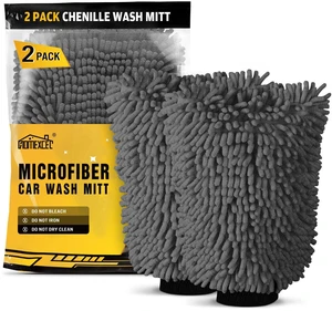 Car Wash Mitt, Microfiber Washing Glove, 10.2" x 6.7 ", 2 PK Grey | Microfiber Wash Mitts Scratch-Free & Lint-Free, Rich Foam, Highly Absorbent, Double Sided, for Car Washing and Detailing Car Wash Mitt, Microfiber Washing Glove, 10.2" x 6.7 ", 2 PK Grey | Microfiber Wash Mitts Scratch-Free & Lint-Free, Rich Foam, Highly Absorbent, Double Sided, for Car Washing and Detailing