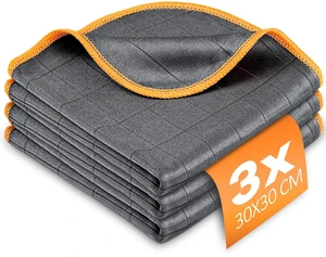 Glass Polishing Streak Free Miracle Cleaning Cloth, Grey-Orange | Lint Free Microfiber Cleaning Rags for Glasses Kitchen Dish Mirrors Easy Clean, 12 x 12 Inches, Pack of 3 Glass Polishing Streak Free Miracle Cleaning Cloth, Grey-Orange | Lint Free Microfiber Cleaning Rags for Glasses Kitchen Dish Mirrors Easy Clean, 12 x 12 Inches, Pack of 3