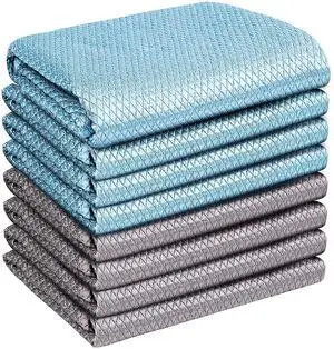 Glass Polishing Streak Free Miracle Cleaning Cloth, Grey & Blue | Lint Free Microfiber Cleaning Rags for Glasses Kitchen Dish Mirrors Easy Clean, 16 x 12 Inches, Pack of 8 Glass Polishing Streak Free Miracle Cleaning Cloth, Grey & Blue | Lint Free Microfiber Cleaning Rags for Glasses Kitchen Dish Mirrors Easy Clean, 16 x 12 Inches, Pack of 8